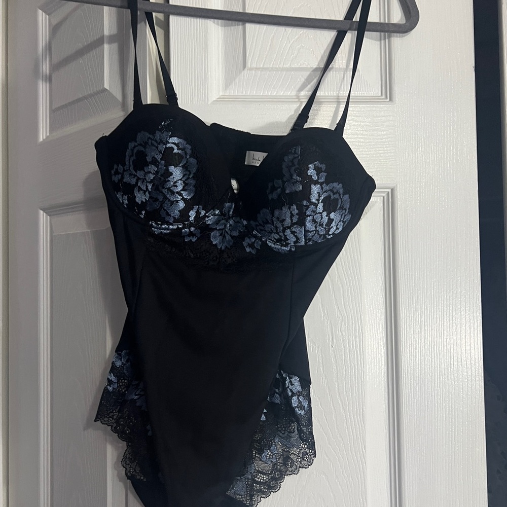 Nicole by Nicole Miller Black and Blue Lace Shapewear